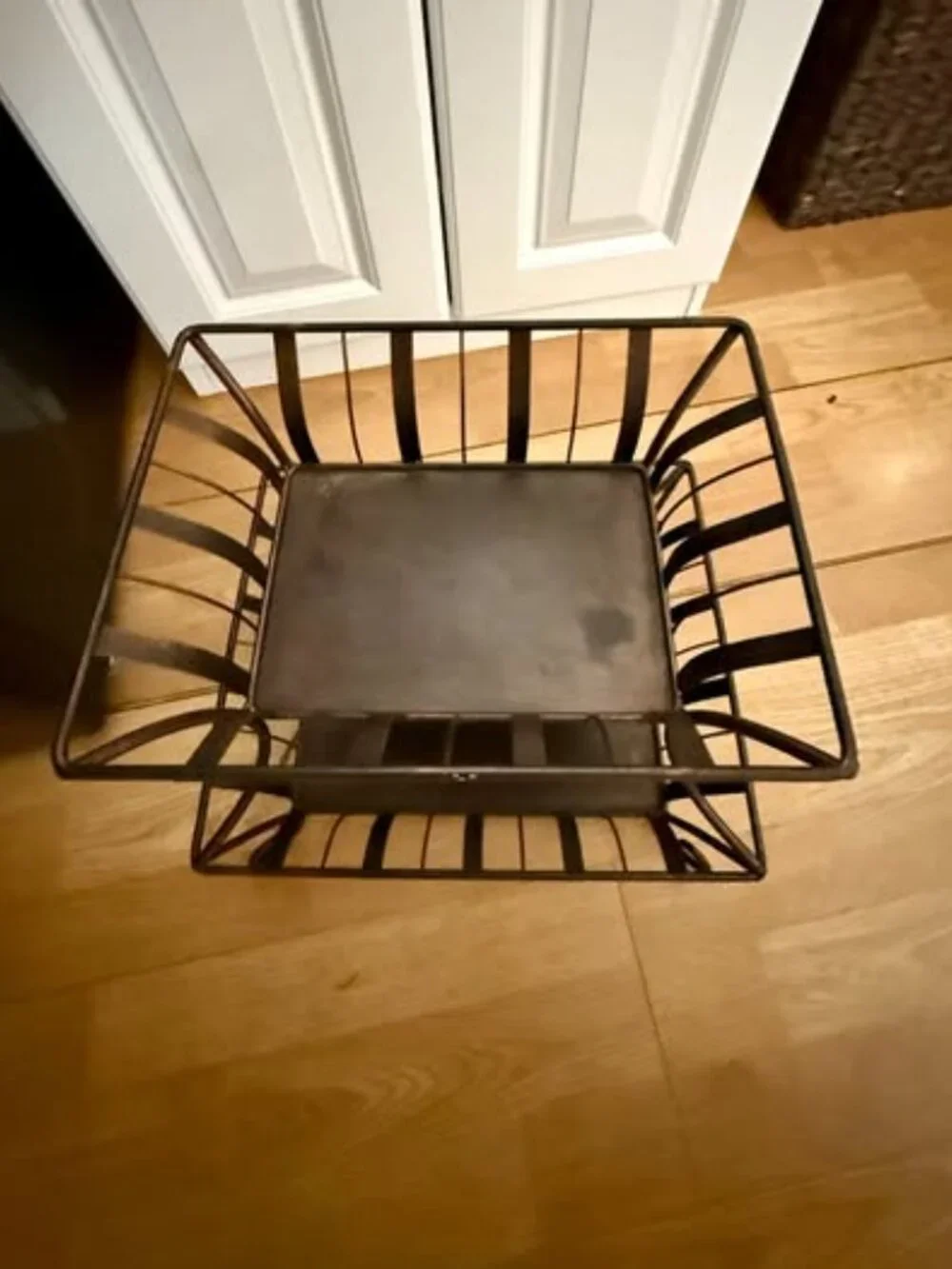 Vintage Two Tier Bronze Metal Shelf Rack Food Storage Basket Kitchen Organizer